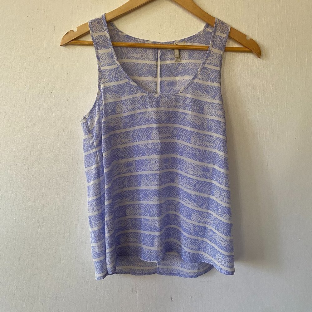 Joie Silk Sleeveless Top Womens XS Blue Striped Open Back Coastal Luxe Beachy‎